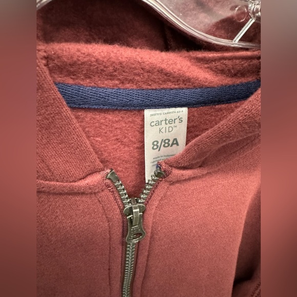 New Carters Brick Red Zip Up Hoodie for Youth - Picture 2 of 5